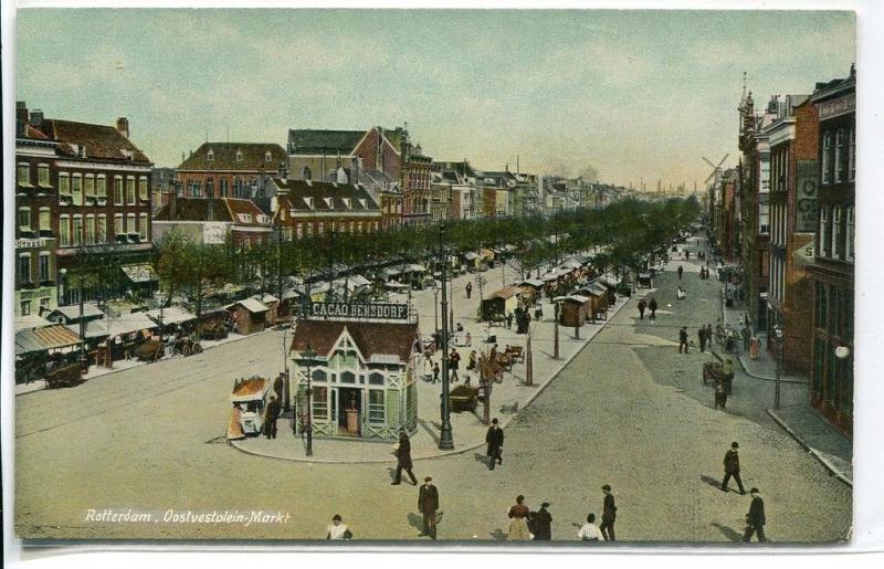 Oostvestplein Markt Market Rotterdam Netherlands 1910c postcard