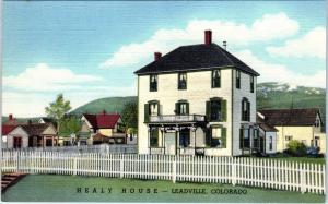 LEADVILLE, CO Colorado Historic HEALY  HOUSE  ca 1950s  Linen  Postcard