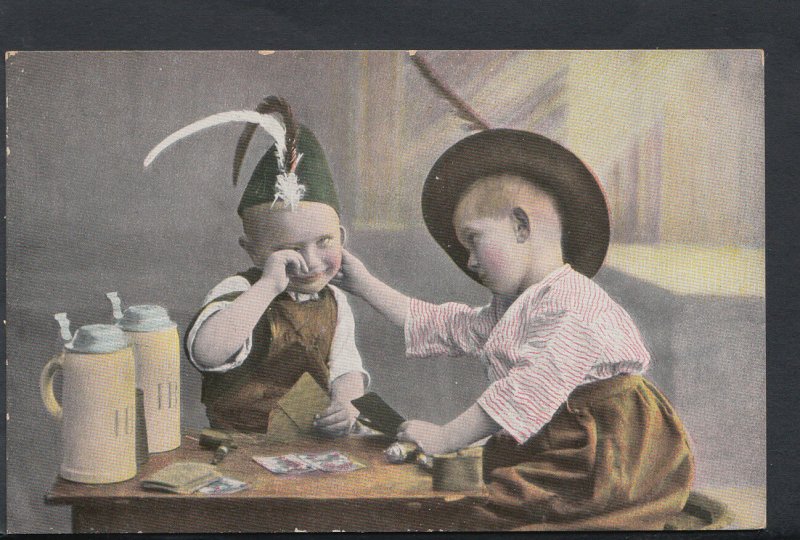 German Children Postcard - Tearful Child Playing Games  RS5874