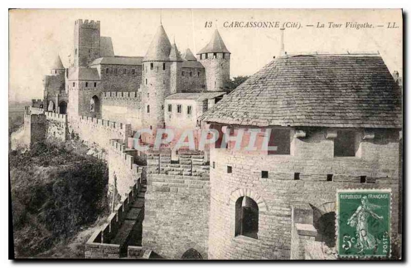 Postcard Old Carcassonne Cite La Tour Visigoth