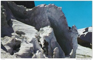 Man Climbing the Ice Pinnacles, COLUMBIA ICEFIELDS, Alberta, Canada, 40-60's
