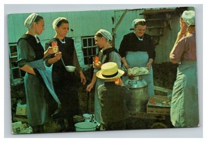 Vintage 1960's Postcard Greetings From Pennsylvania Dutch Country - Amish Kids