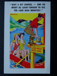 Loch Ness Boat Hire WAIT A BIT LONGER Scottish Comic Postcard c1955 by Constance