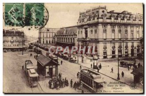 Postcard Old Tram Train Bordeaux Gare du Midi Departure