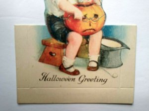 Halloween Placecard Ellen Clapsaddle Diecut Child & JOL Original Unused Antique