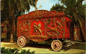 Vtg Sarasota FL Lion & Gladiator Bandwagon Ringling Museum of Circus Postcard