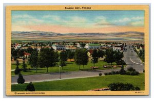 Birds Eye View Boulder City Nevada NV UNP Linen Postcard R6