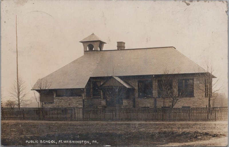 RPPC Postcard Public School Fort Washington PA