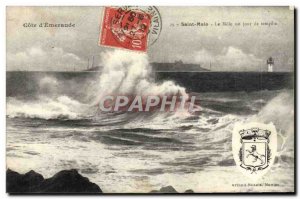 Old Postcard Saint Malo Le Mole one day storm