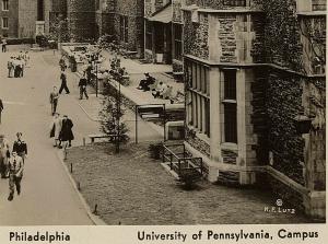 1946 RPPC Philadelphia PA University of Pennsylvania Campus Houston Hall Irvine 