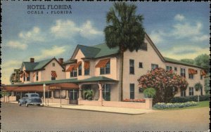 Ocala Florida FL Hotel Florida Art Deco Linen Vintage Postcard