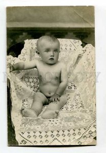 415052 Baby BOY in Chair Vintage REAL PHOTO Russia