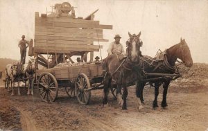 RPPC COAL OR QUARRY HORSE CARRIAGE OCCUPATION REAL PHOTO POSTCARD (c. 1910)