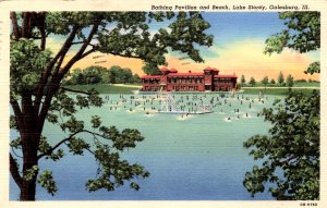 Galesburg, Illinois - The Bathing Pavilion and Beach at Lake Storey - in 1940