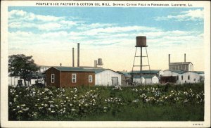 Lafayette Louisiana LA People's Ice Factory Cotton Oil Mill Vintage Postcard