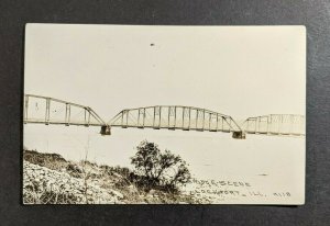 Mint Vintage River Bridge Scene Lockport IL RPPC Real Photo