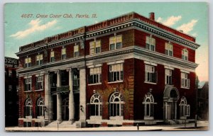 Peoria Illinois~Creve Coeur Club St View~Columns~Red Brick Bldg~c1910 Postcard