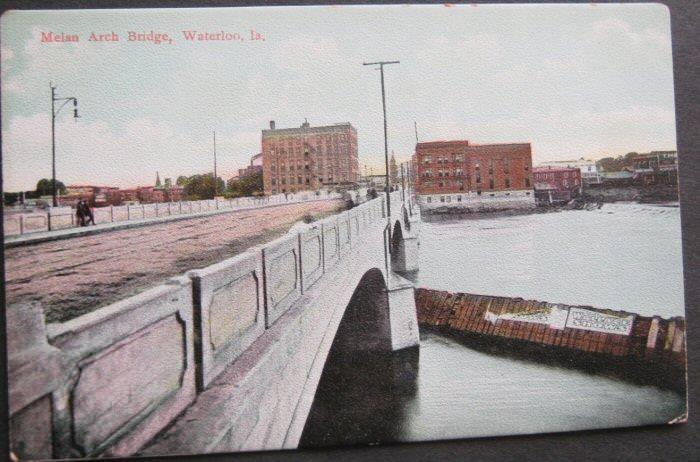 Melan Arch Bridge Waterloo IA Vintage Postcard