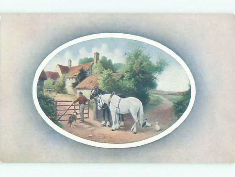 Divided-Back HORSE SCENE Great Postcard AA9420