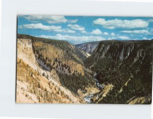 Postcard The Grand Canyon Of The Yellowstone, Looking Downstream, Wyoming