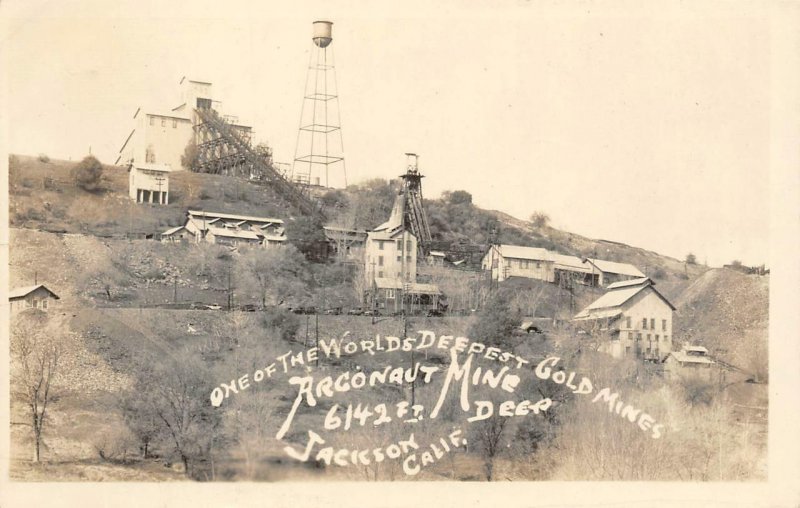 RPPC ARGONAUT MINE Jackson, CA Gold Mine Amador County 1938 Vintage Postcard