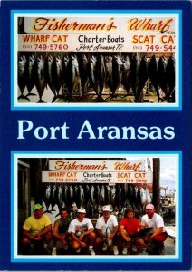 Port Aransas, Texas FISHERMAN'S WHARF Charter Boats/Fish/Fishermen 4X6 Postcard