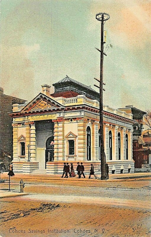 COHOES NY-COHOES SAVINGS INSTITUTION BANK~P J SHEA PUBL TINTED PHOTO POSTCARD