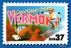 Stamps On Postcards Greetings From Vermont