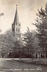 J83/ Port Hope Michigan RPPC Postcard c1940s Lutheran Church  281