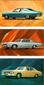 3~ca1970's Postcards CHEVROLET CAR Advertising CHEVY NOVA COUPE~IMPALA~CHEVELLE