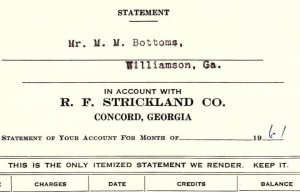 1961 CONCORD GA R.F. STRICKLAND CO  BILLHEAD INVOICE Z913