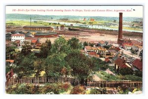 Bird's Eye View Looking North Santa Fe Shops Yards Argentine Kansas Postcard