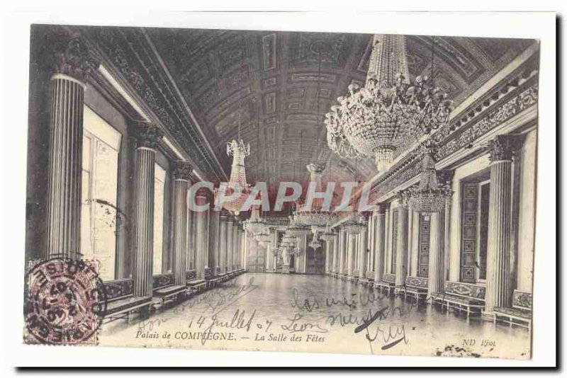 Palace of Compiegne Old Postcard The Hall of celebrations