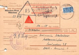 B134 Postal Stationery receipt for receiving cash money Finanzamt Muenchen 1951