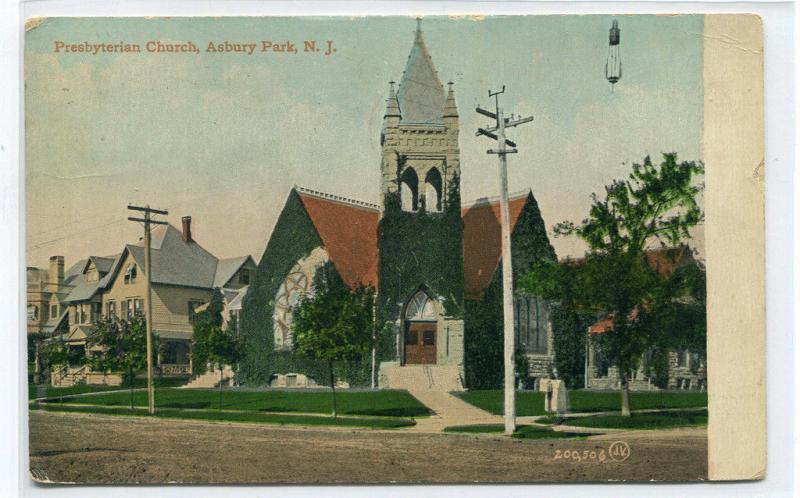 Presbyterian Church Asbury Park New Jersey 1910 postcard