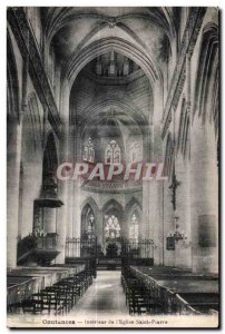 Old Postcard Coutances Interior of I Church Saint Pierre