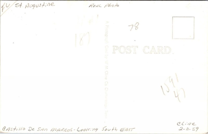 RPPC Castillo De San Marcos Looking SE St Augustine FL Vintage Postcard W55