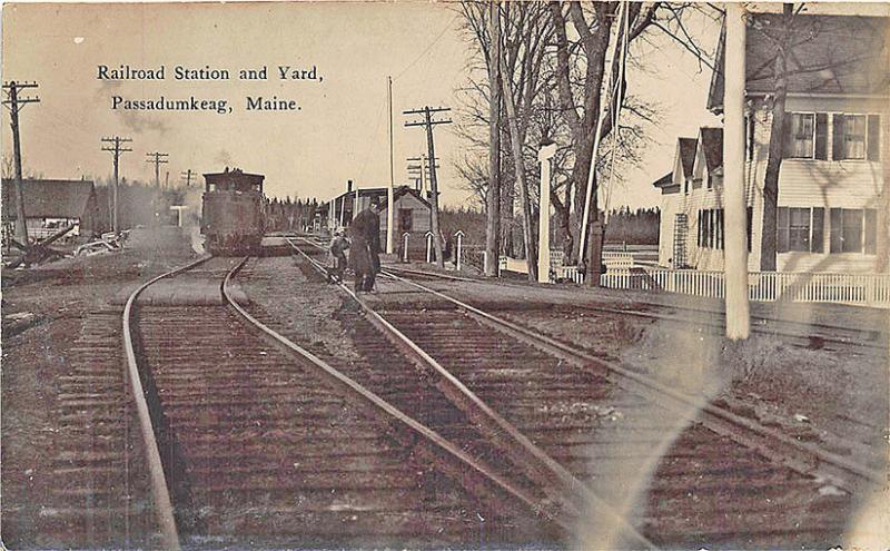 Passadumkeag ME Railroad Station Train Depot RPPC Postcard