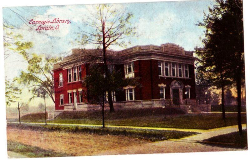 1908 LORAIN Ohio Postcard Carnegie Library County