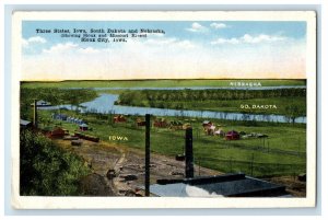 c1920s Three States, Iowa, South Dakota and Nebraska Sioux City IA Postcard