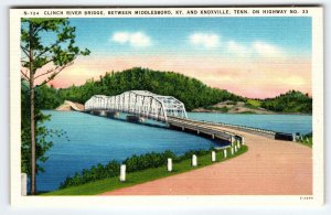 Clinch River Bridge Middlesboro Knoxville HWY 33 Tennessee Postcard Linen Unused