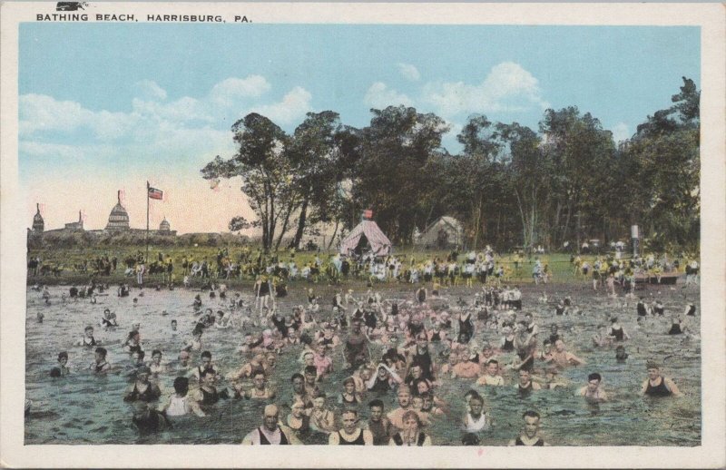 Postcard Bathing Beach Harrisburg PA