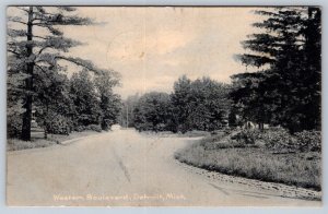 Western Boulevard, Detroit, Michigan, Antique 1907 Rotograph Postcard