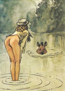 Le Donnine by Milo Menara Modern Italian risque art postcard                .0