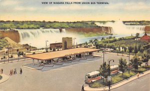 View of Niagara Falls from union bus terminal Bus 1950 