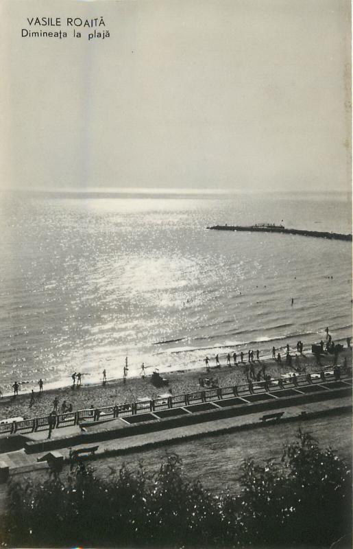 Romania morning on the beach Vasile Roata resort Black Sea 1960s