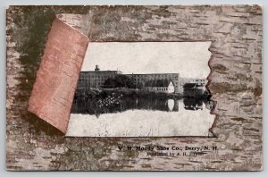 P And H Factory Derry NH VH Moody Shoe Co Faux Tree Bark Postcard A40