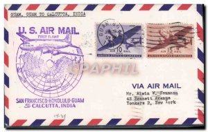 Letter US 1st Flight San Francisco Honolulu Guam Calcutta India June 29, 1947