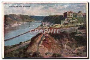 Postcard Old St Goar put Bur Ruin Rheinfels Rheinfels