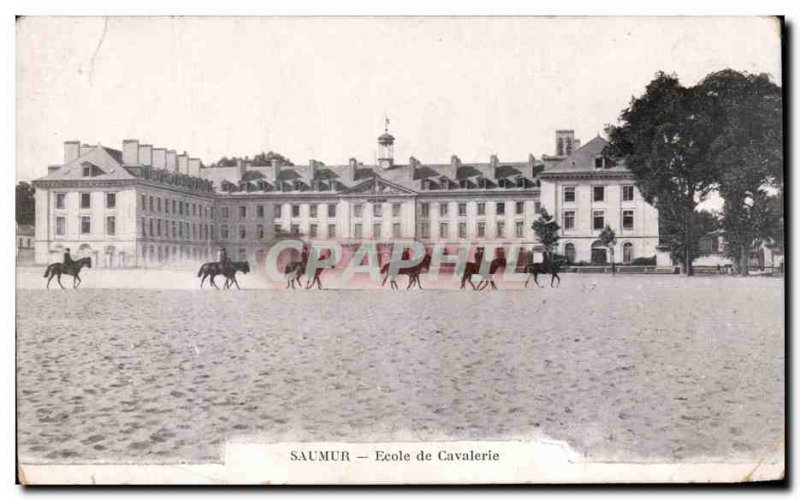 Postcard Old Saumur Ecole De Calvalerie Horse Militaria